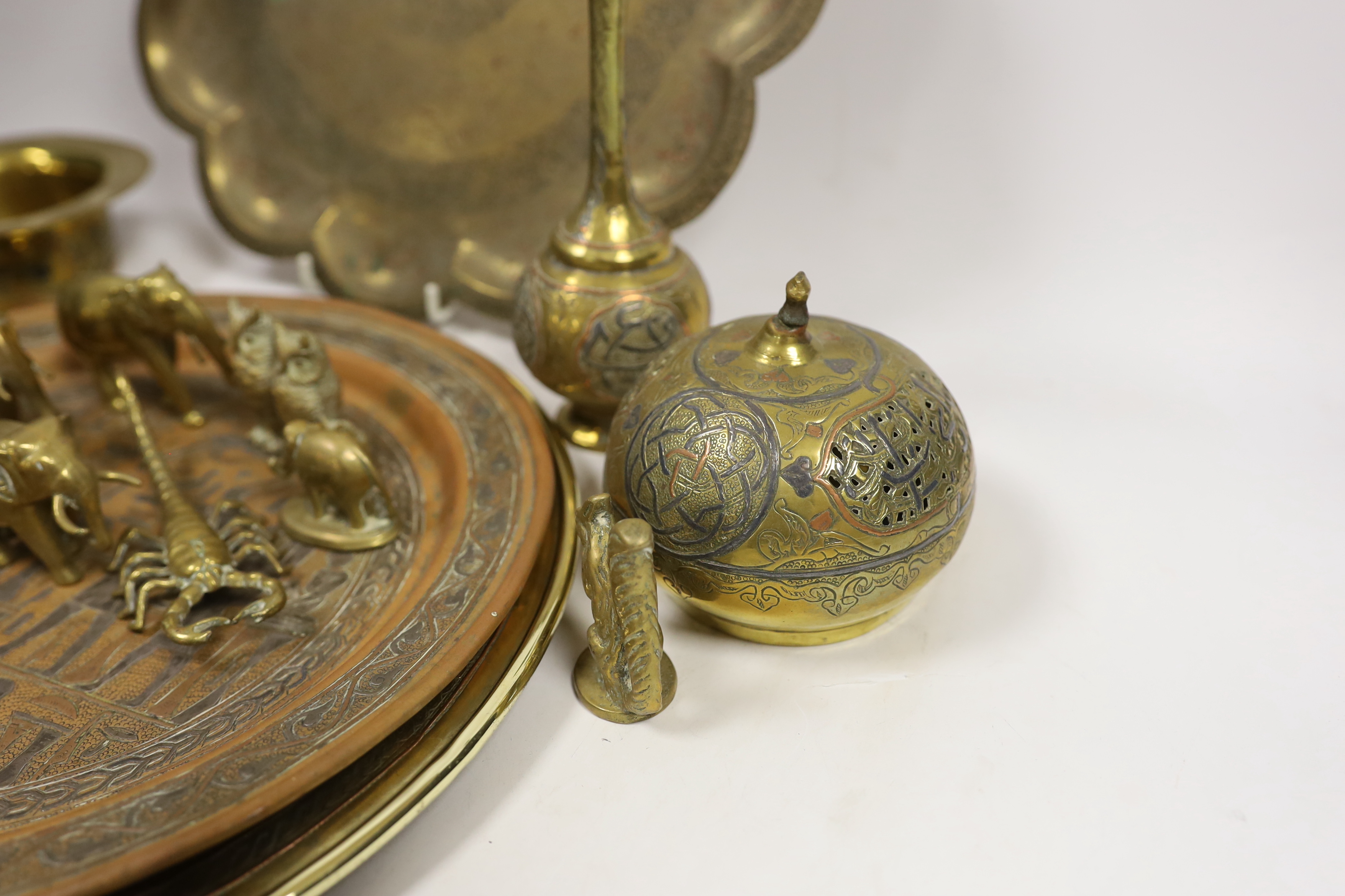 A group of Persian metal and brassware